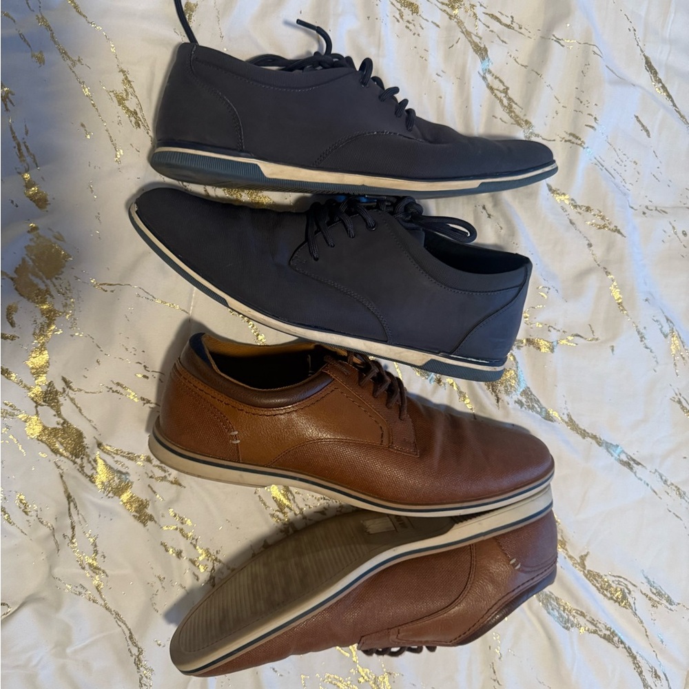2 pair Aldo Men's Navy Blue and Brown Oxfords